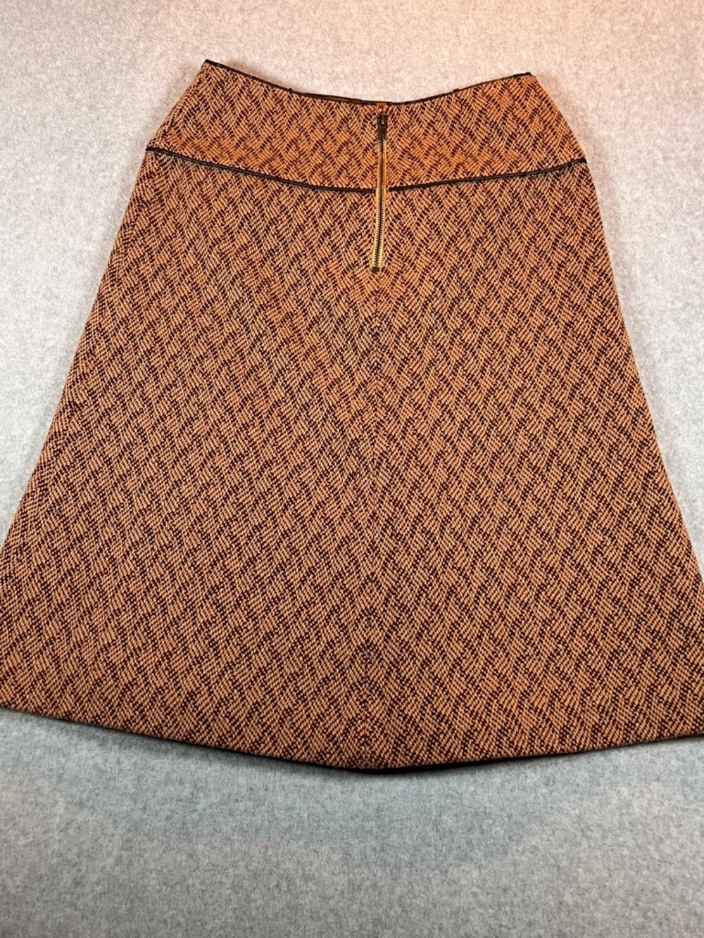 Y2K Fossil Lilly Brown Wool women's skirt size 2. Fully lined. A-line tweed - Picture 4 of 8